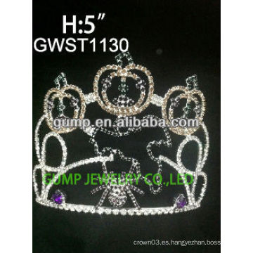 Holiday calabaza fantasma araña plata chapeado de encargo rhinestone tiara corona -GWST1130